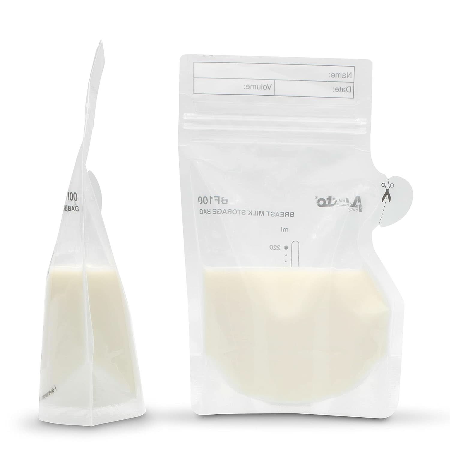 BF100 Pungă de depozitare pentru lapte matern - Pungă pentru lapte matern - capacitate 220 Ml - 100 bucăți - Transparent Accesorii Hrana si Alaptare Bebe Naty Shop