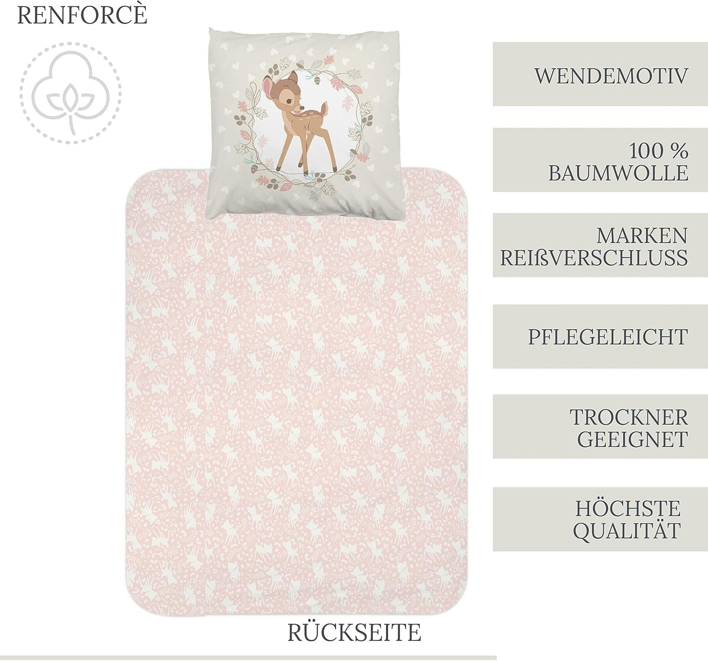 Lenjerie de pat fete, Bambi, 100% bumbac Lenjerie de pat - copii Naty Shop