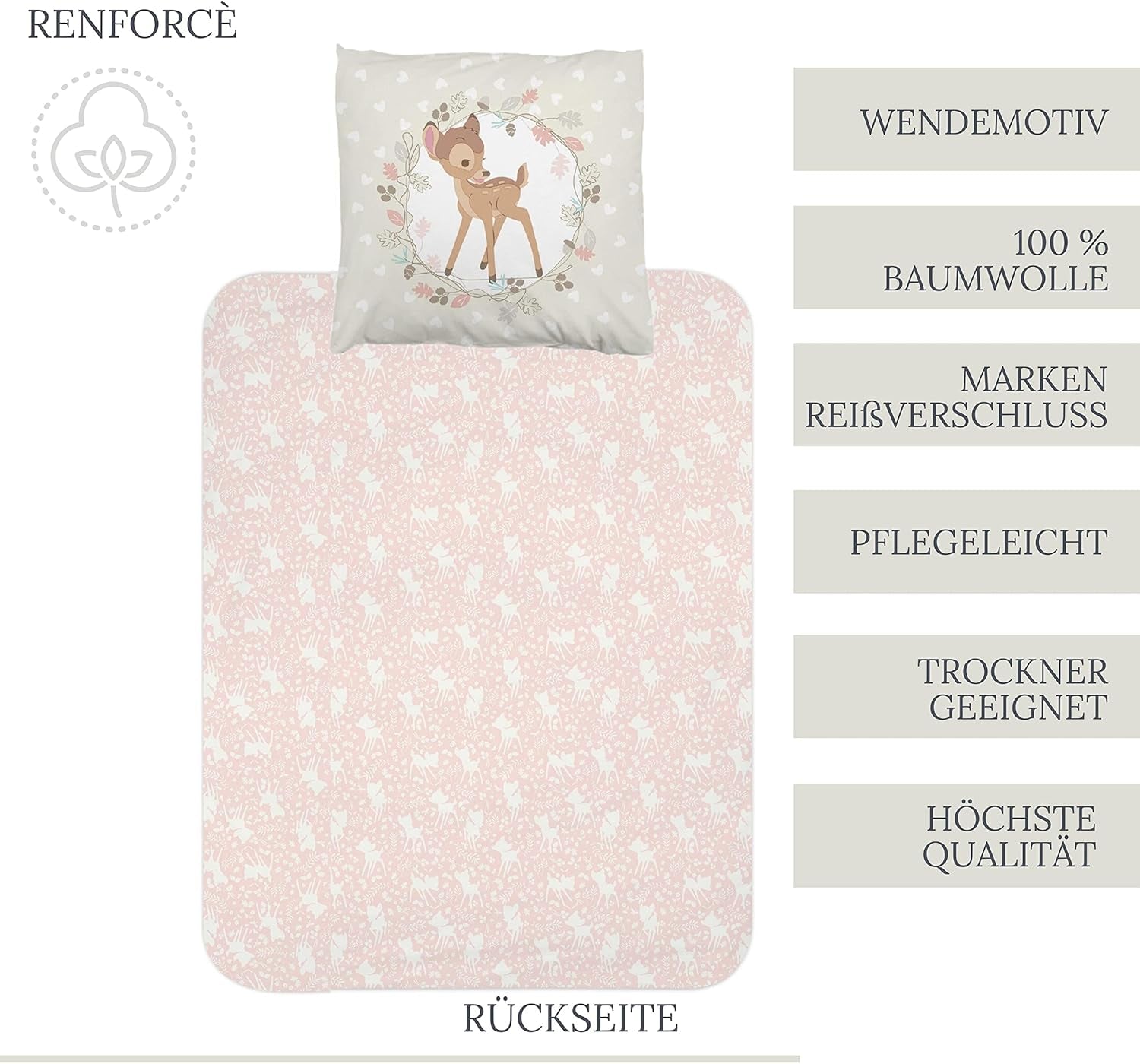Lenjerie de pat fete, Bambi, 100% bumbac Lenjerie de pat - copii Naty Shop