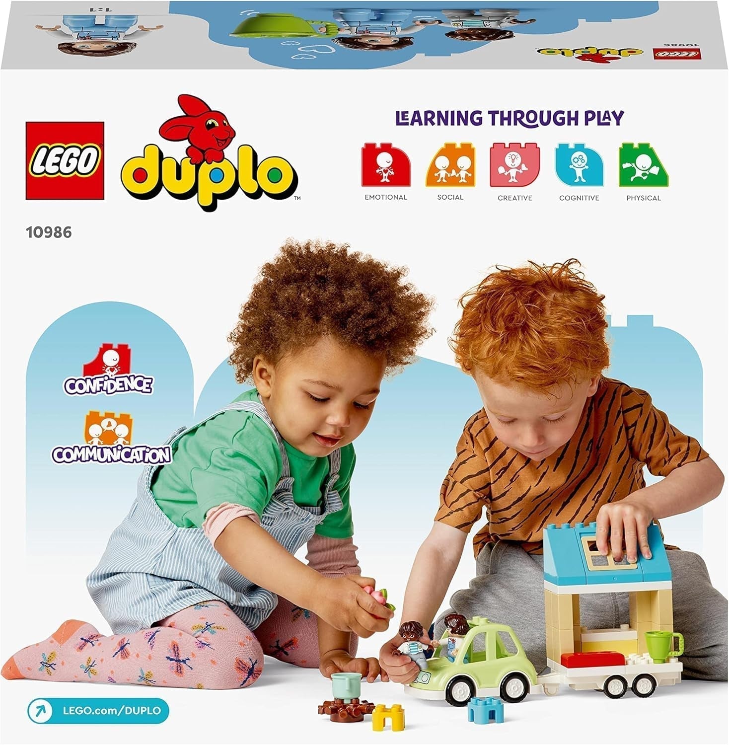 LEGO 10986 DUPLO At Home On Wheels, mașină de jucărie cu cărămizi mari, figurine și mașină de jucărie pentru băieți și fete de la 2 ani, dezvoltă abilitățile motorii fine Seturi de constructie Besuche den LEGO-Store
