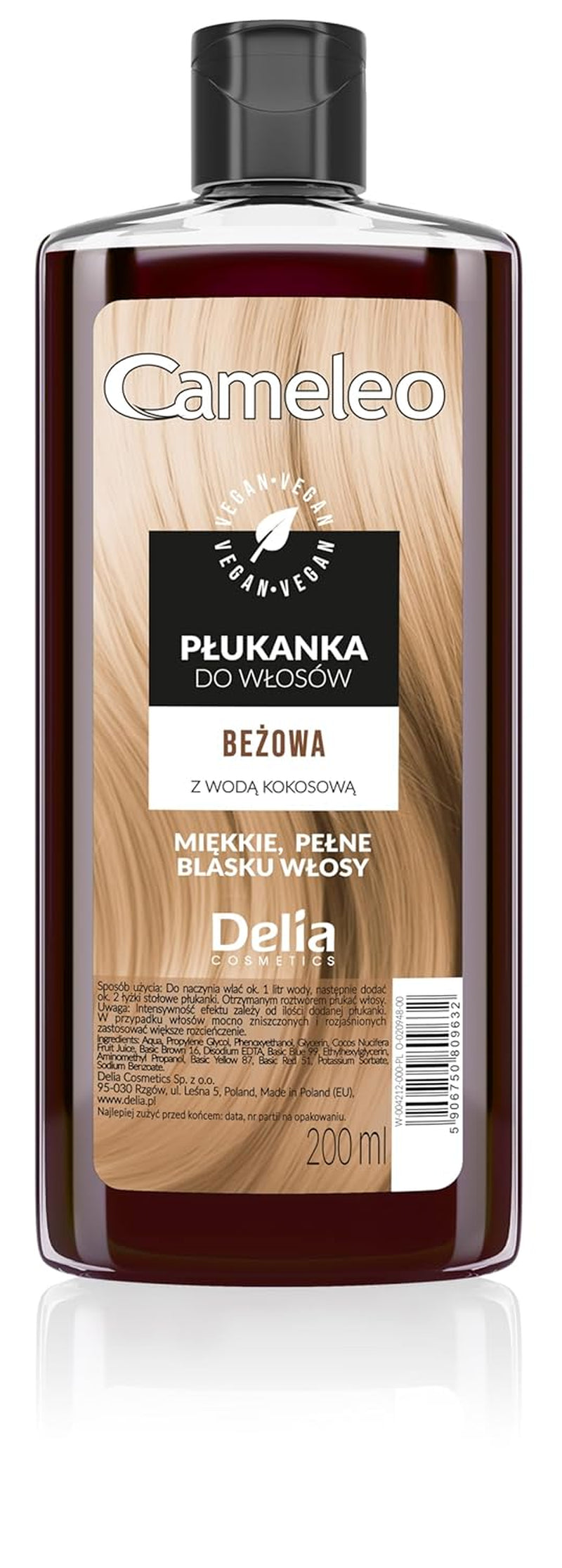 Cameleo - Tonic pentru păr roz cu apă de trandafiri, fără nuanță galbenă, culoare semipermanentă pentru păr - pentru păr blond și gri - culoare și îngrijire - fără parabeni | 200 ml Vopsea pentru par Naty Shop Bej 200 Ml (1 pachet)