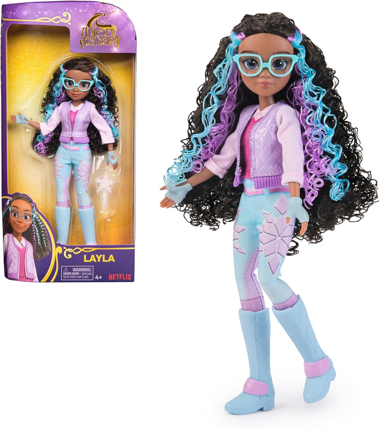 Unicorn Academy Deluxe Masked Ball Sophia - păpușă de 24 cm din popularul serial Netflix cu 2 ținute, dress-up clasic și joc de rol, vârsta 4+ Papusi Naty Shop Îmbrăcarea păpușii Layla