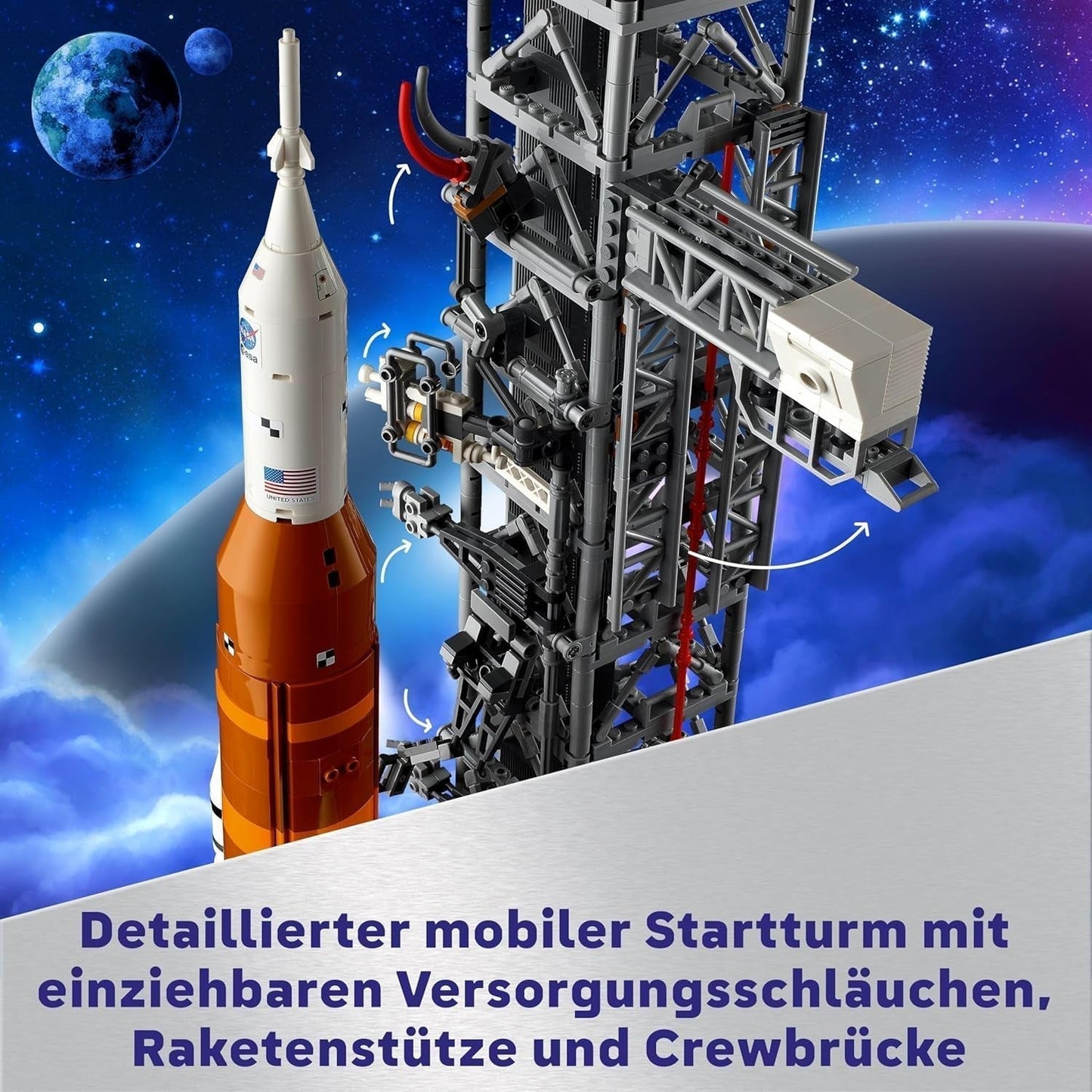 LEGO Icons NASA Artemis rampa de lansare, cadou, decor pentru camera de zi sau birou, set de construcție pentru adulți, cu capsula spațială Orion și rampa de lansare, obiect de colecție 10341 Seturi de constructie Besuche den LEGO-Store