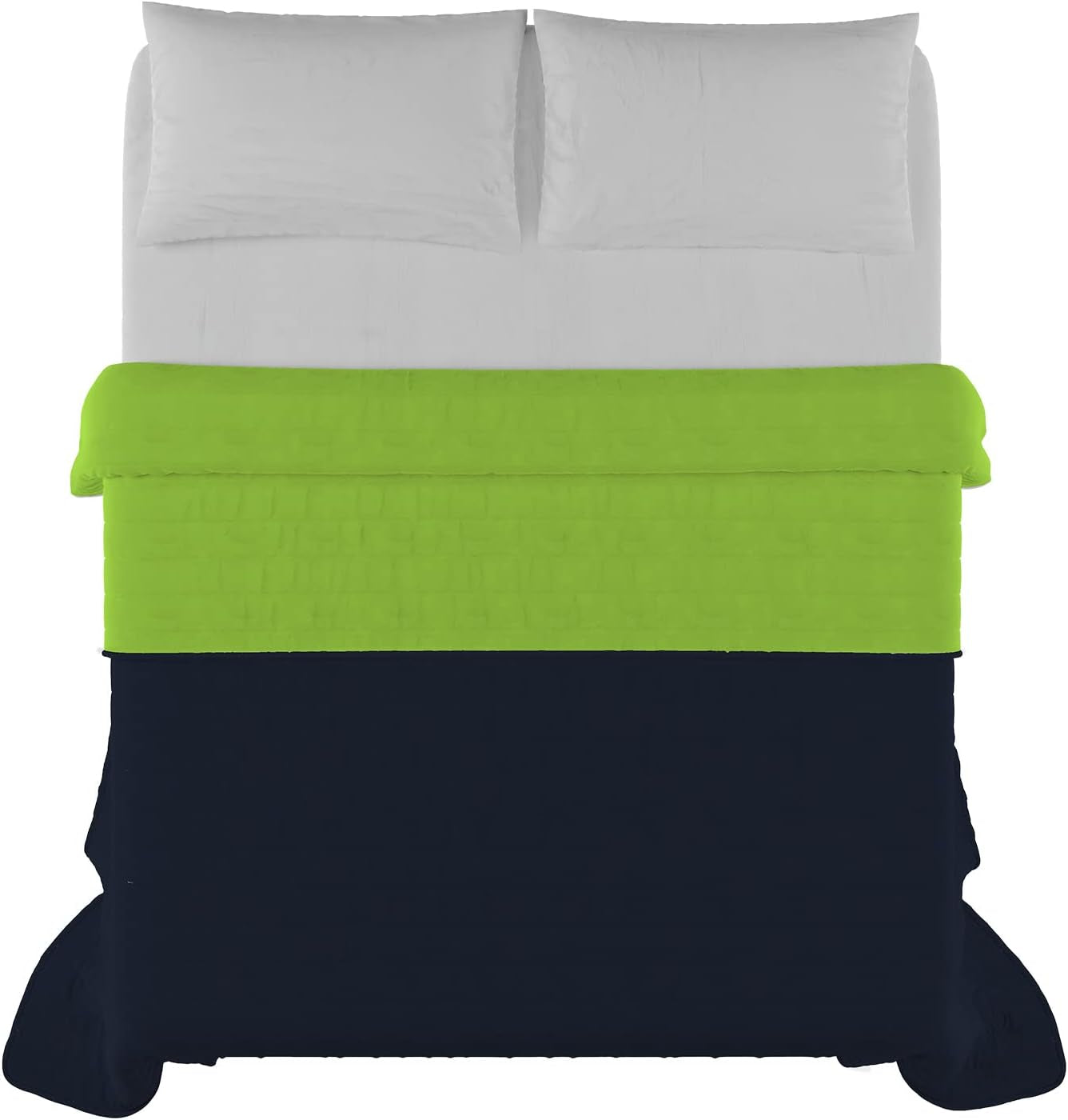 Cuvertură elegantă pentru pat dublu 260 X 270 Cm Blu Scuro/Verde Mela Paturi si Cuverturi Besuche den Italian Bed Linen-Store
