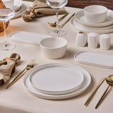 Set de veselă Karaca Stream Bone Bomo pentru 12 persoane, set elegant de farfurii pătrate, veselă elegantă din porțelan alb