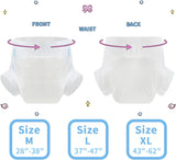 Scutece pentru adulți CutiePlusU, suprafață uscată, absorbție maximă peste noapte, scutec de incontinență de unică folosință – albastru, roz, alb, 3 bucăți (medii 71-96 cm)