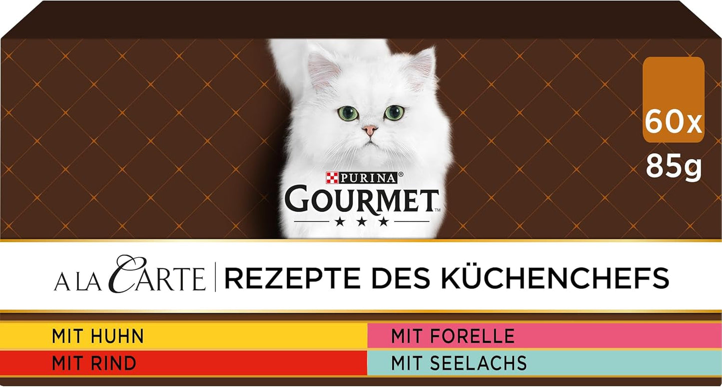 Hrană umedă pentru pisici Gourmet A la Carte, sortimente asortate, pachet de 60 (60 x 85g)
