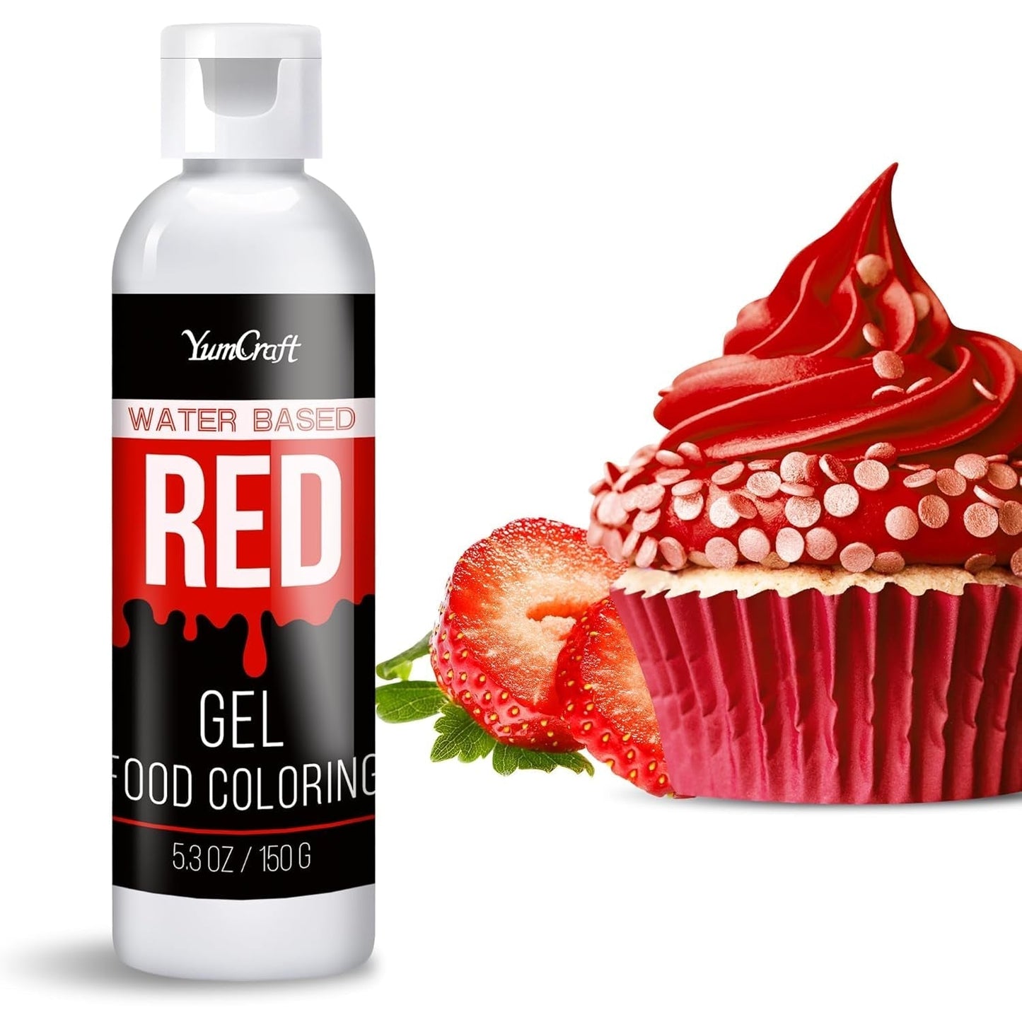 Colorant alimentar în gel - Colorant alimentar în gel foarte concentrat pentru prăjituri, copt, ouă de Paște, băuturi - Colorant alimentar fără zahăr pentru fondant, glazură, slime, decorarea torturilor (Red Velvet, 150G)