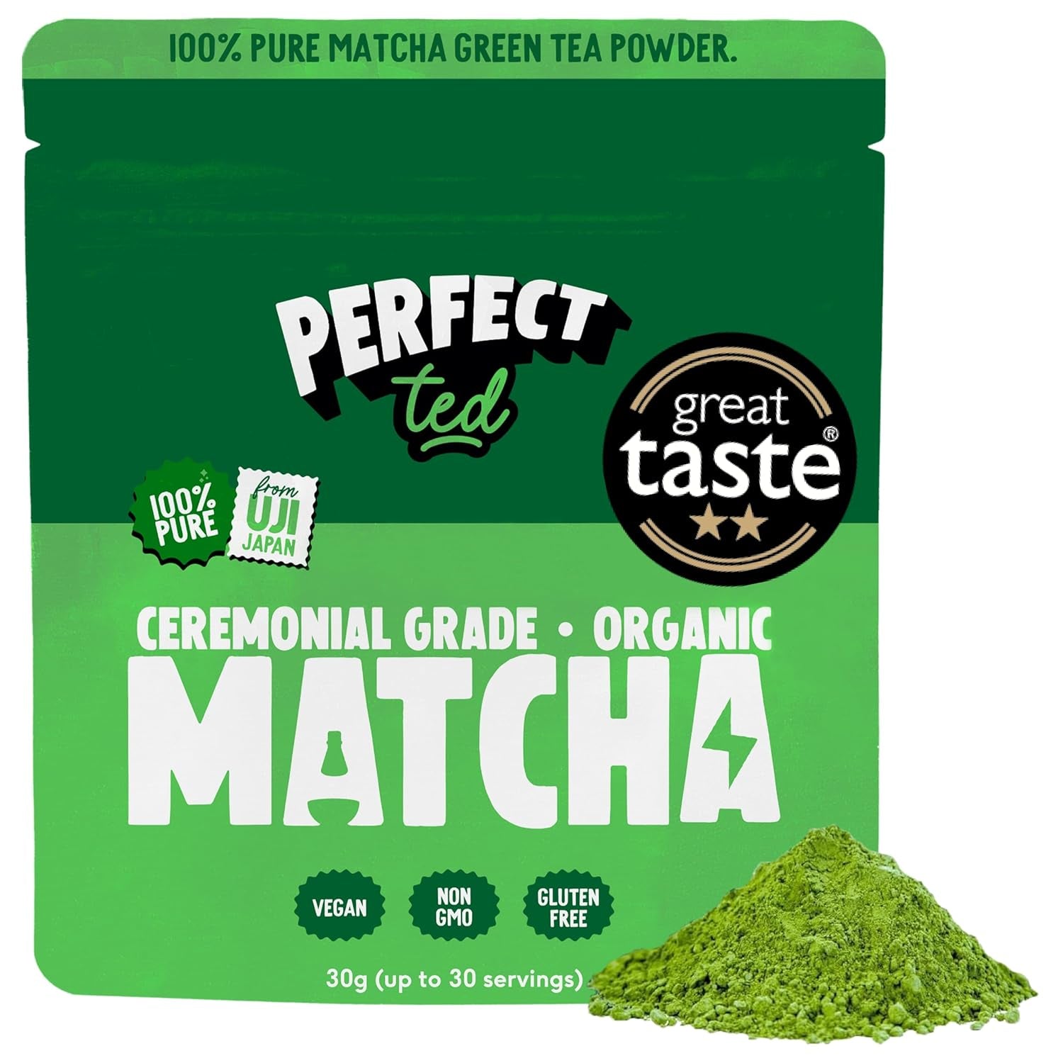 Pudră | Bio 30G | Calitate ceremonială | Origine japoneză | Pudră de ceai | Matcha Fuel | (30 porții) (30G, pudră de matcha ceremonială) (bio)