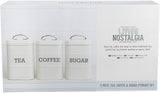 KitchenCraft Living Nostalgia set de 3 borcane de depozitare pentru ceai, zahăr și cafea, în cutie cadou, oțel, Antique Cream , 11 cm x 11 cm x 17 cm, Vintage Blue Cutii depozitare alimente Naty Shop