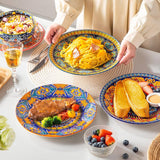 Set de farfurii de cină de 6 persoane, set de farfurii vancasso KRVI pentru 6 persoane, set de farfurii Ø 27 cm, potrivit pentru mașina de spălat vase și cuptorul cu microunde, farfurii pentru paste, farfurii pentru micul dejun, farfurii pentru tort