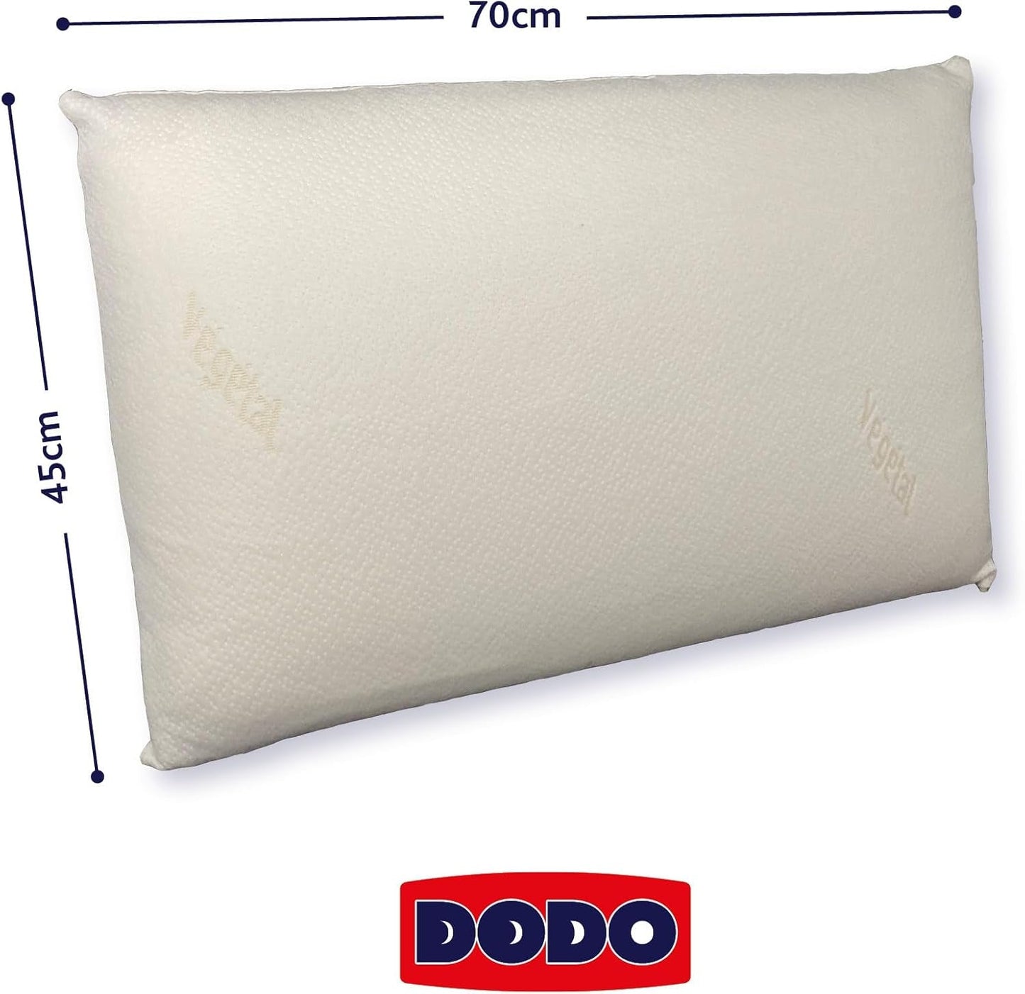 Pernă, Ergonomică, Vegetală, 45 X 70 Cm, Formă de memorie, Dreptunghiulară, Umplutură 100% MDF, Partea inferioară din bumbac, Capac din poliester - Ulei de ricin Perne standard Naty Shop