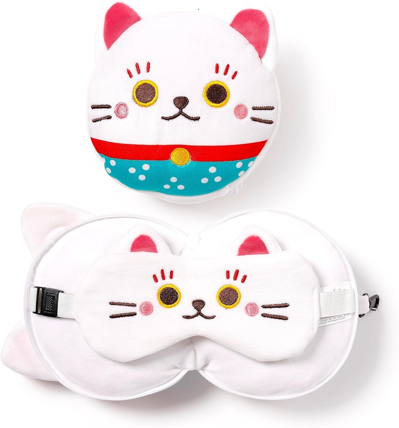 Pernă de călătorie cu mască Relaxeazzz - Maneki Neko pisica norocos farmec Perne calatorie Naty Shop Titlu implicit