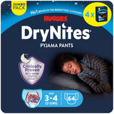 Scutece absorbante DryNites pentru noapte, pentru enurezis, pentru băieți 4-7 ani (17-30 kg), pachet lunar jumbo, 64 bucăți