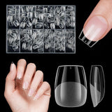Unghii artificiale scurte, 500 bucăți gel moale acoperire completă vârfuri de unghii pentru unghii cu gel 12 mărimi vârfuri de unghii pre-lustruite pentru unghii cu gel, unghii artificiale scurte sicriu pentru extensii de unghii cu cutie