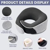 Pernă pentru gât, pernă de călătorie din spumă de memorie, pernă pentru gât din spumă de memorie, design ergonomic, cu mască pentru ochi, 2 dopuri de urechi și pungă de depozitare, perfectă pentru a dormi pe drum atunci când călătoriți Perne ortopedice cervicale Naty Shop