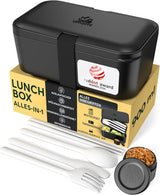 Cutie de prânz Umami pentru adulți, cutie bento stivuibilă etanșă cu 4 tacâmuri și compartimente, cutie de prânz pentru adulți, recipient pentru salată to-go, cutie de prânz pentru picnic / birou, gri cărbune, 1500 ml Cutii depozitare alimente Naty Shop Onyx Negru - 900 Ml M - 900/1000 Ml