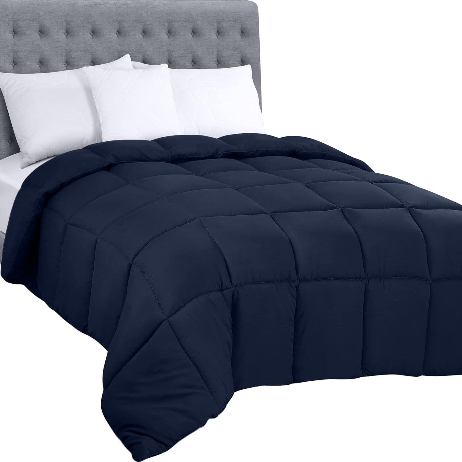 Plapumă Utopia Bedding pentru toate anotimpurile, 250 g/m², pluș, umplutură din fibre siliconizate, pat dublu, cusută în cutie (pat dublu, XL, gri deschis) Plapumi si pilote Naty Shop Marină Geamăn