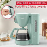 Espressor cu filtru, rezervor de apă montat frontal, 1,25 l, filtru permanent, suport pentru filtru rotativ cu mâner lat, sistem anti-picurare, funcție de menținere la cald, culoare Eucalyptus Morning FG2M1310