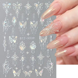 3D Metallic Schwarz Schmetterling Nagelsticker - Laser Pink Aurora Nagelaufkleber - Punk Butterfly Nail Art Stickers - Silver Nail Sticker - Nageldesign Zubehör