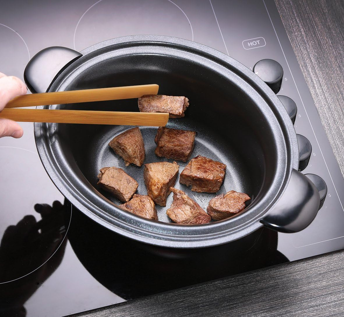 Russell Hobbs Slow Cooker, 3,5 litri cu strat antiaderent, oțel inoxidabil, 3 setări de temperatură și funcție de menținere la cald, 160 W Slow Cooker Naty Shop