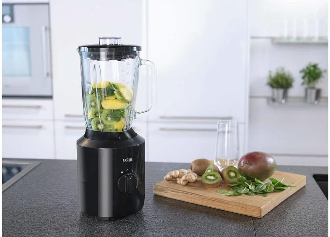Braun Powerblend 3 JB 3150 BK Standmixer - 1,5 L Glas-Mixaufsatz, Küchenhelfer Zum Zerkleinern, Pürieren & Mixen, 800 Watt, Schwarz Bucatarie Naty Shop