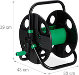 Rolă de furtun Relaxdays, înfășurare furtun de apă goală, pentru furtun de grădină de 30 m 1/2", înălțime-lățime 39 x 43 x 30 cm, negru-verde