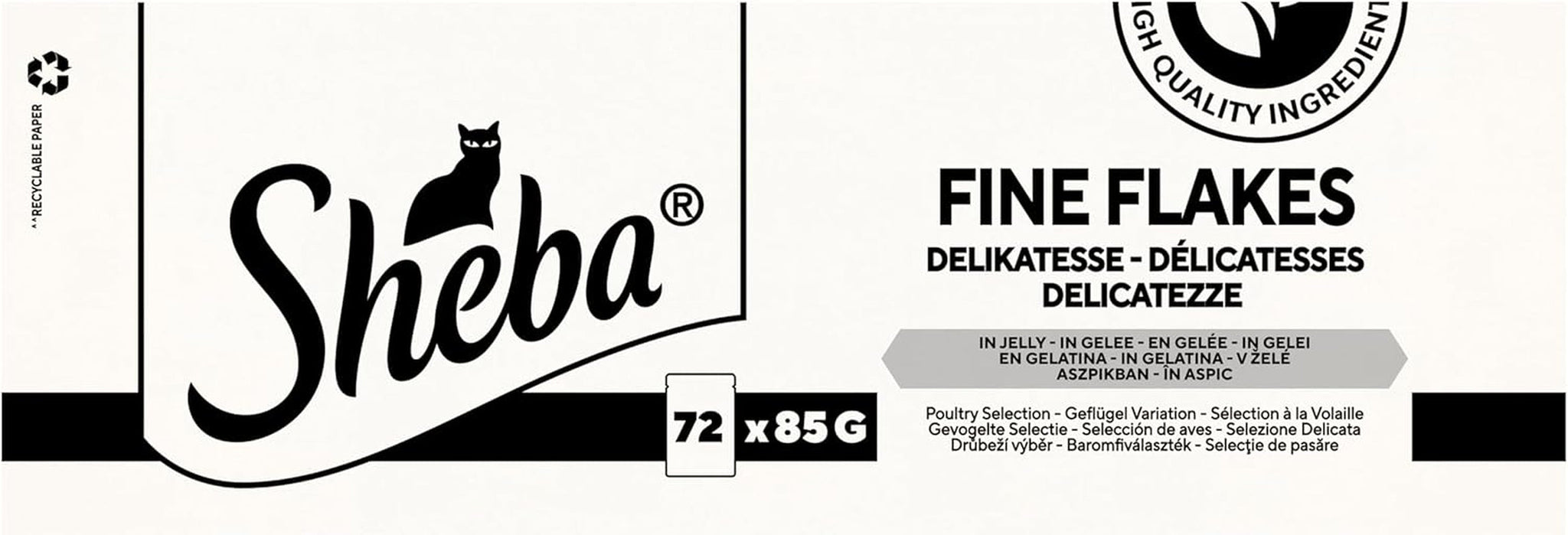 Hrană umedă pentru pisici SHEBA - 72 pliculețe x 85g - Varietate de păsări de curte în jeleu - Hrană umedă pentru pisici - 1 pachet mare