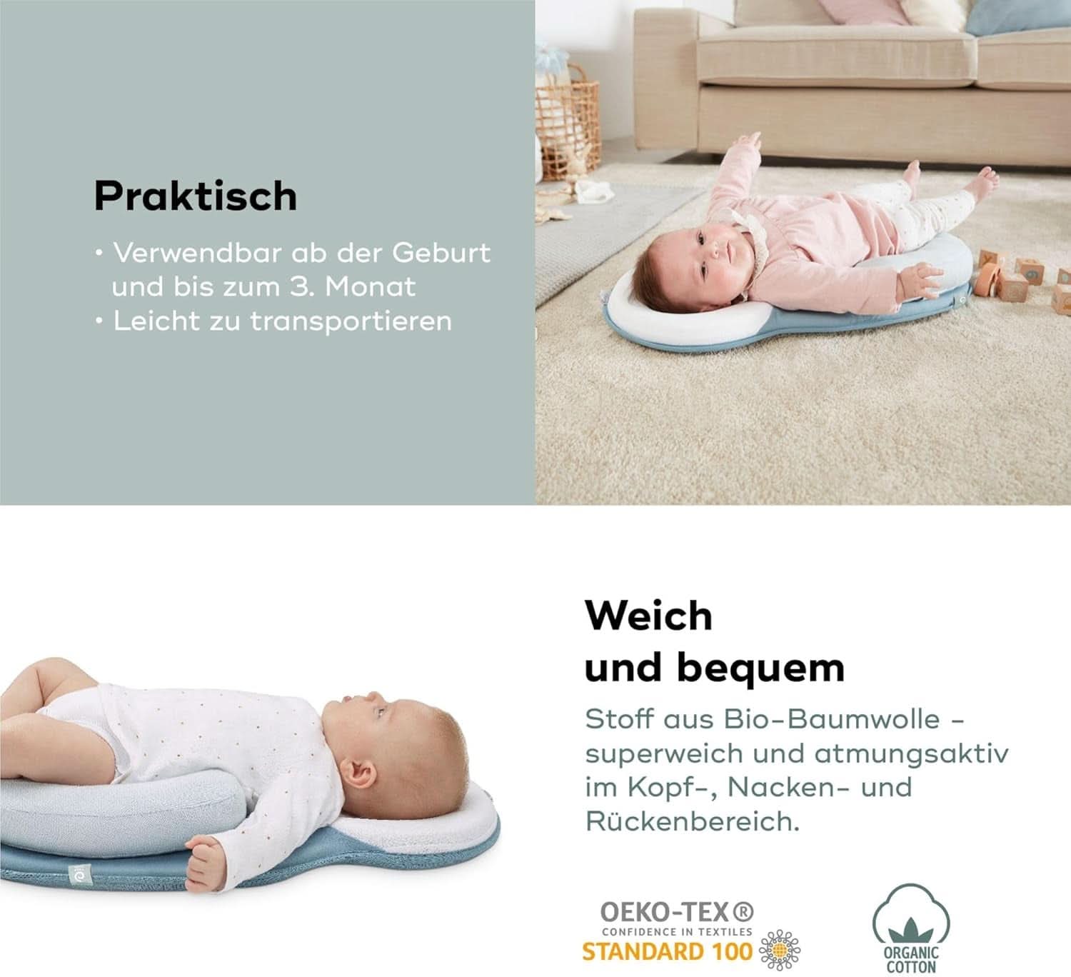 Babymoov Cosydream Mosaic perna de pozitionare pentru bebelusi pentru ameliorarea colicilor si prevenirea plagiocefaliei, 0-3 luni Accesorii Hrana si Alaptare Bebe Naty Shop