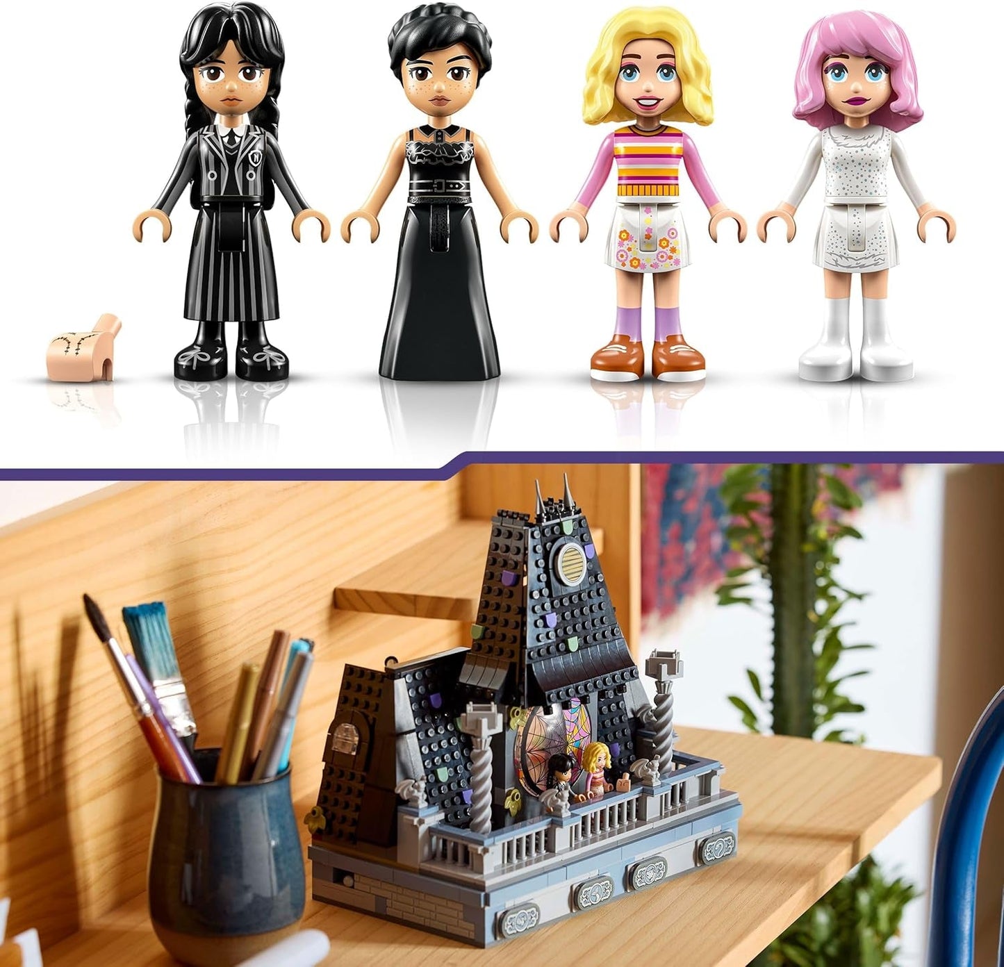 LEGO Wednesday: Miercurea și camera lui Enid din dormitor, Academia Nevermore de colecționat și remodelat, set de colecție cu 4 figurine, jucării pentru fete, băieți și fani 76781 Seturi de constructie Besuche den LEGO-Store