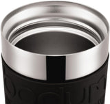 Cafetieră Bodum K11067-01 Travel Press din oțel inoxidabil, neagră, cu capac de schimb, 350 ml