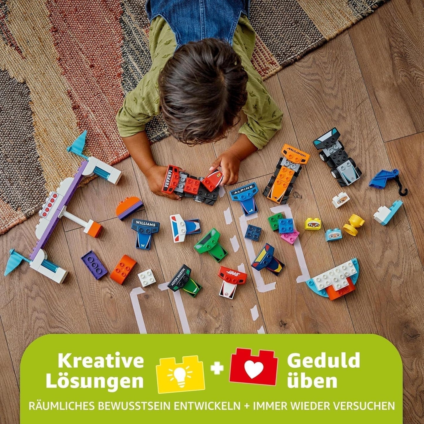 LEGO DUPLO Town F1 Team Race Cars With Racers, jucărie de construit pentru întreaga familie, experiență de joacă imaginativă, cadou de ziua de naștere pentru copii mici, băieți și fete de la 2 ani 10445 Seturi de constructie Besuche den LEGO-Store
