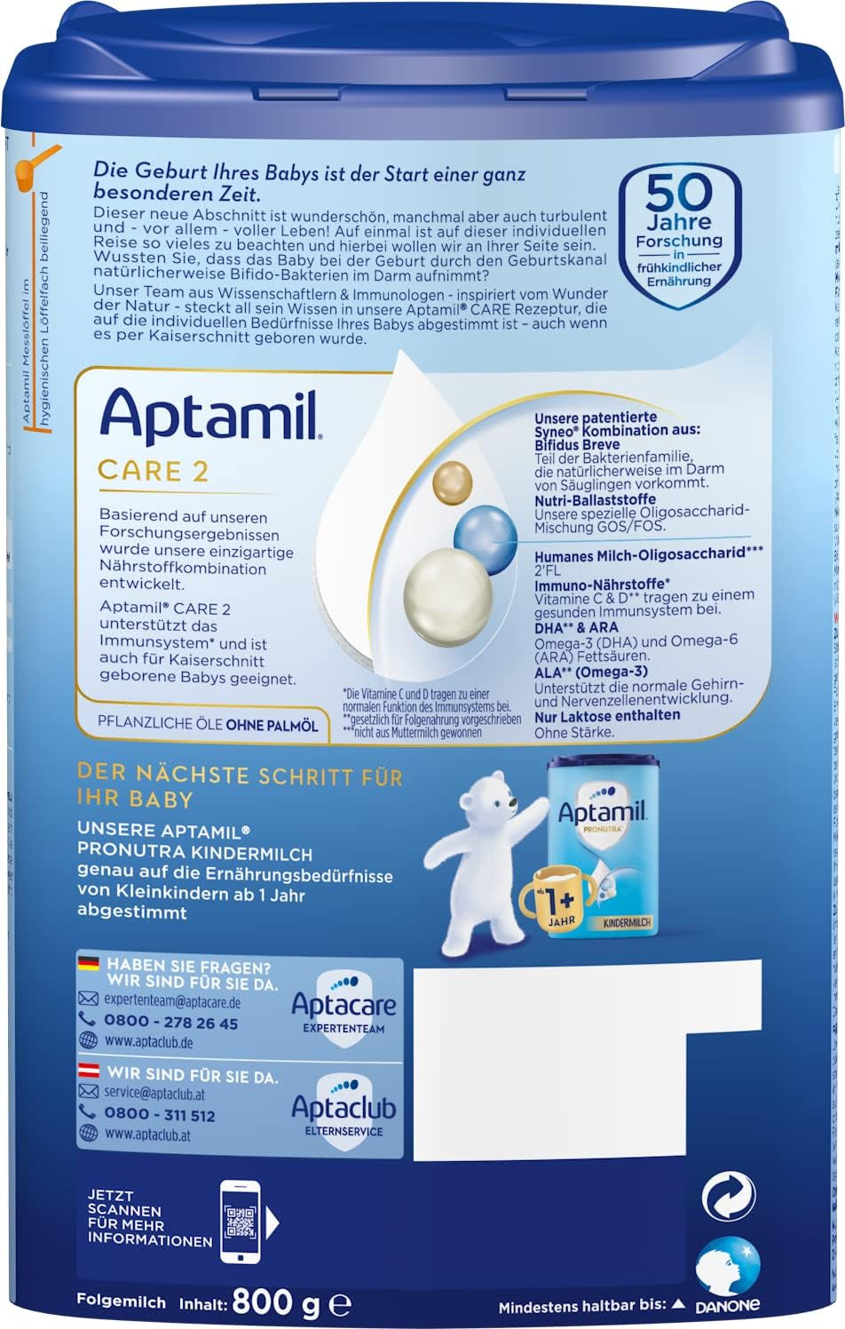 Aptamil Care 2 – Potrivit și pentru bebelușii născuți prin cezariană – 1 x 800 g