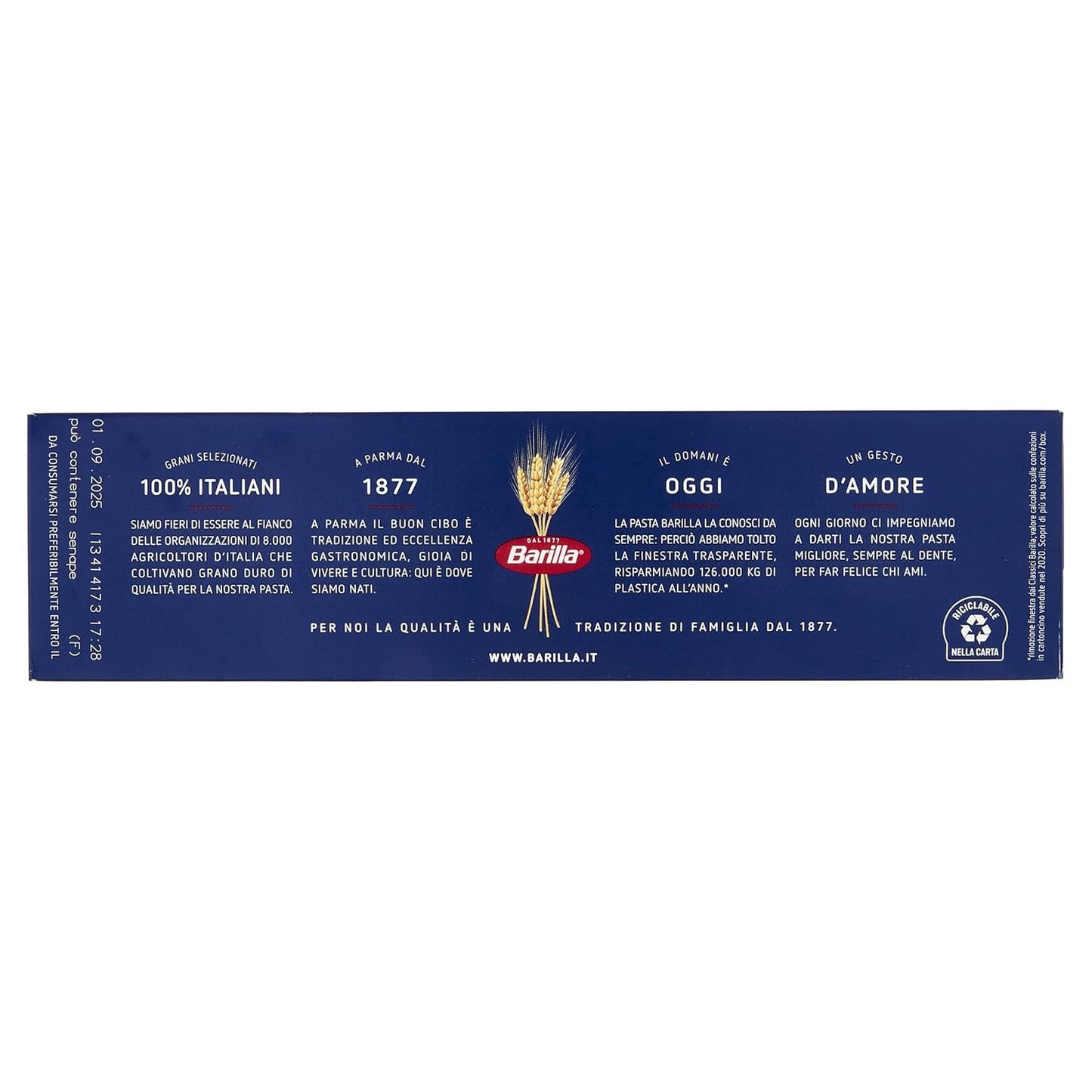 Paste Barilla Classic Spaghetti No. 5 din grâu dur de înaltă calitate, întotdeauna al dente (1 x 1 kg)