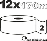 Hârtie igienică Renova Jumbo BLK, 12 role la 170 M, hârtie albă, 2 straturi