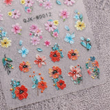 JMEOWIO Nagelsticker Blumen 6 Blatt Nail Art Sticker Selbstklebend Nagelaufkleber Sommer Blumen Dekoration Nageldesign Zubehör