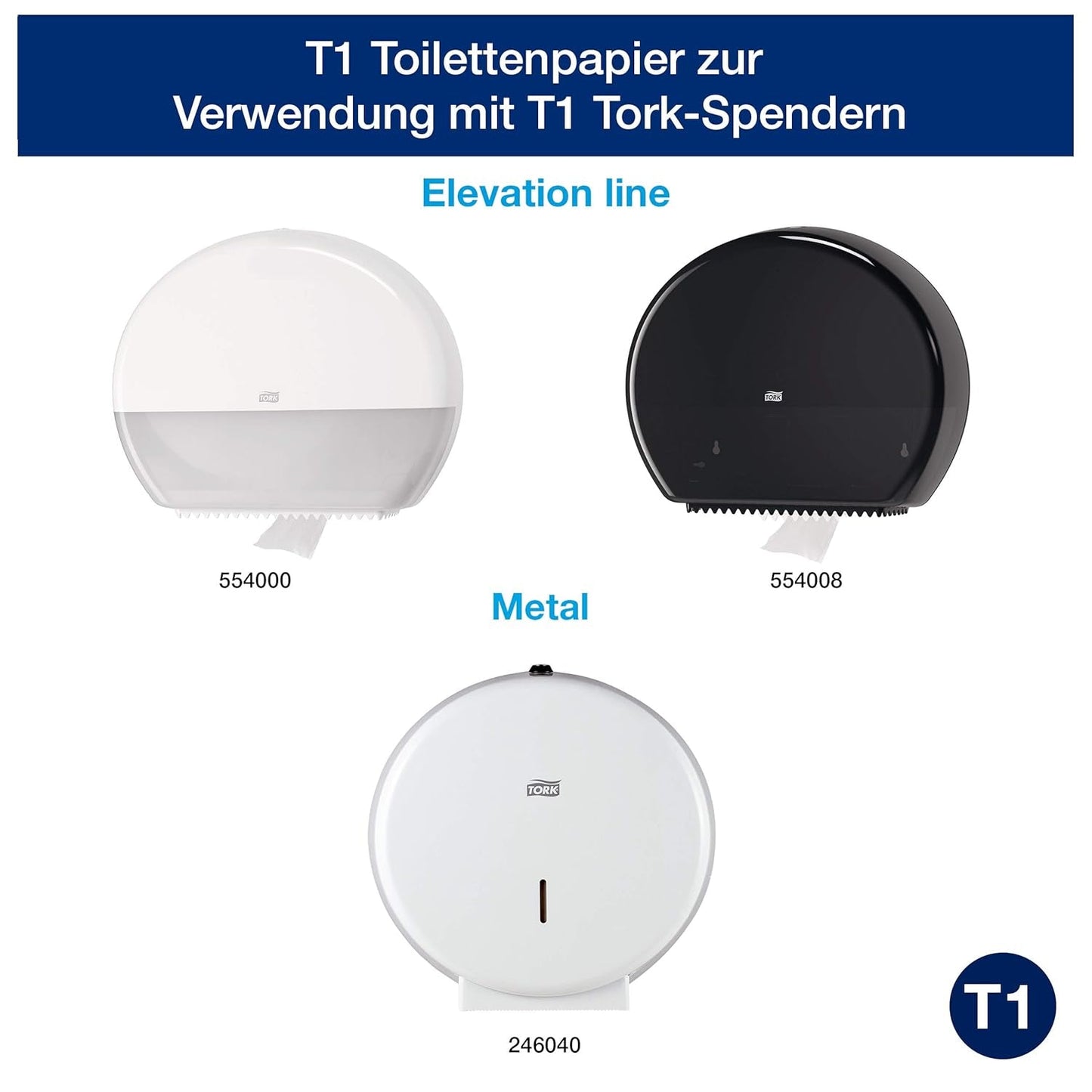 Hârtie igienică Tork Jumbo White T1, Advanced, 2 straturi, 6 × 380 M, 472118