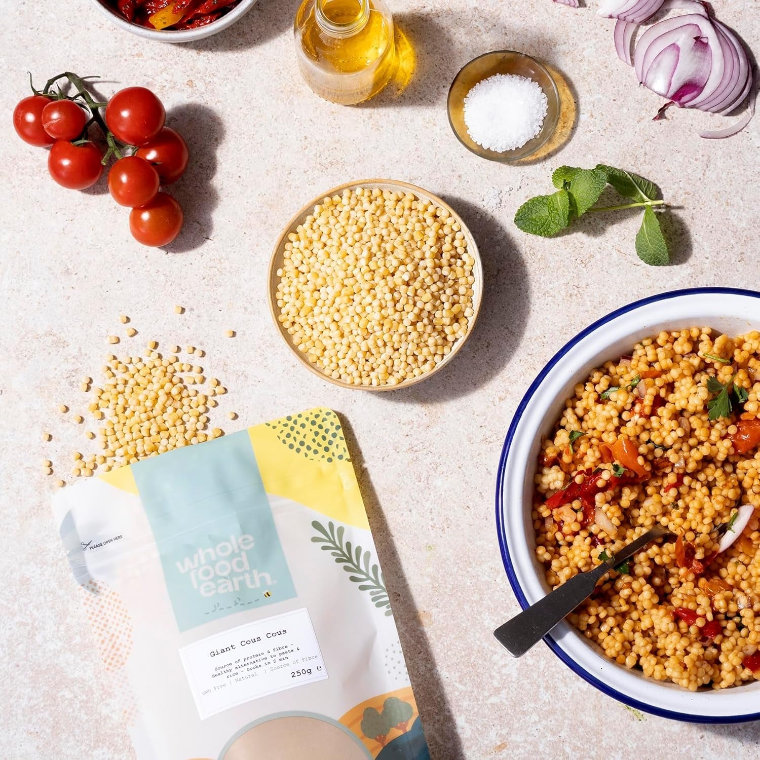 Cuscus gigant Wholefood Earth 1kg | Fără OMG | Natural | Sursă de fibre