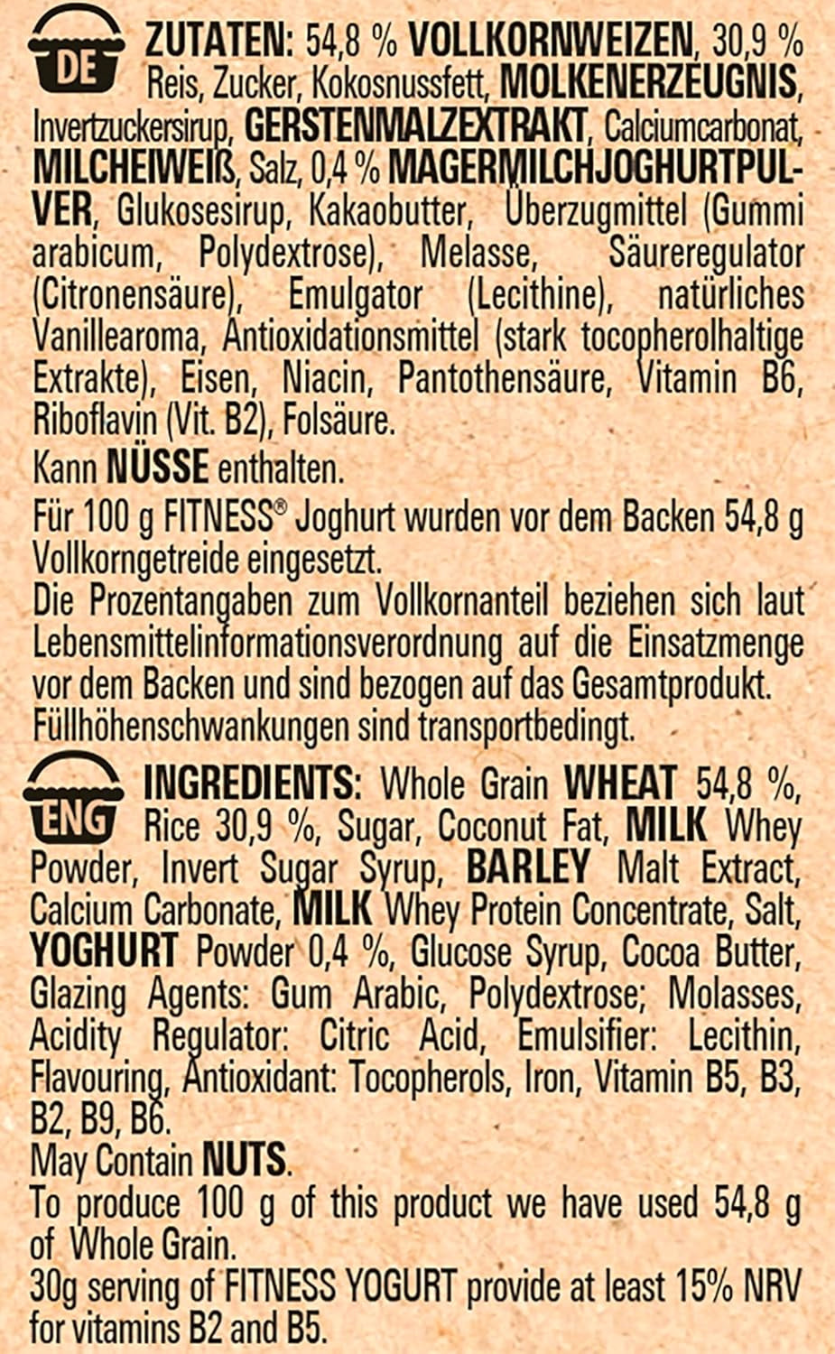 Iaurt Nestlé Fitness, cereale pentru micul dejun cu cereale integrale și aromă parțială de iaurt, 1 pachet (1 x 350g)