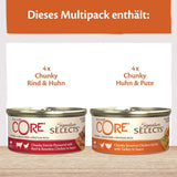 Wellness CORE Signature Selects 8 x 79g, Mix Vită, Pui și Curcan – Hrană umedă pentru pisici, fâșii delicioase în sos, fără cereale, naturală, hipoalergenică, bogată în proteine, conținut ridicat de carne