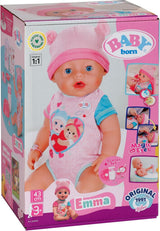 BABY Born Emma - păpușă bebeluș 43 cm - 10 funcții, inclusiv accesorii și saltea - Funcționează complet fără baterii - Potrivită pentru copii cu vârsta de 3 ani și peste