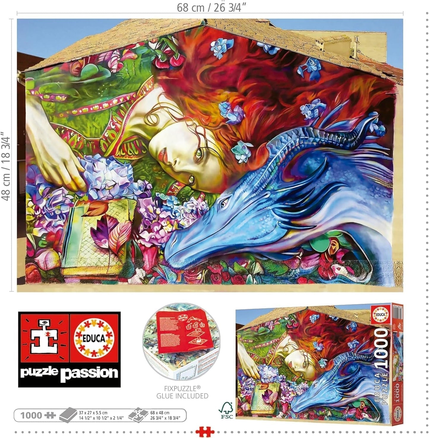Educa - Puzzle de 1000 piese pentru adulti | Sant Jordi, Lily Brick. Dimensiuni: 68 X 48 cm. Include lipiciul de puzzle Fixpuzzle. Pentru 14 ani (19926) Puzzle Naty Shop