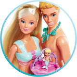 Simba 105733524 - Steffi Love Mermaid Family, păpușă ca sirenă însărcinată cu Kevin ca sirenă, cu pătuț pentru copil, 29cm păpuși dress-up, păpuși de joacă, pentru copii cu vârsta peste 3 ani Papusi Naty Shop