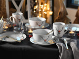 CreaTable, 21498, seria Luna Hirsch, set de veselă cu 18 piese pentru 6 persoane, set de mic dejun din porțelan, potrivit pentru mașina de spălat vase și cuptorul cu microunde, producție de calitate