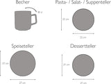 CreaTable, 20537, seria Vesuvio Black, set de veselă cu 16 piese, serviciu combinat din gresie, potrivit pentru mașina de spălat vase și cuptorul cu microunde, fabricat în Portugalia