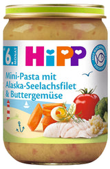 Mini paste HiPP cu file de Alaska Pollock și legume cu unt, pachet de 6 (6 x 190 g)