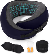 Aeroplane Neck Pillow, pernă de călătorie cu spumă de memorie, pernă pentru gât pentru adulți, pernă de avion reglabilă și lavabilă, pernă de călătorie ergonomică (gri) Perne ortopedice cervicale Naty Shop Marină