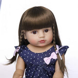 ZIYIUI 22 inch (55 cm) Păpușă Reborn Baby Fetiță Corp Complet Silicon Vinil Realistică Păpuși Reborn Reale Nou-născute Fetiță cu Păr Lung Cadouri pentru Copii Jucărie Realistică Manuală