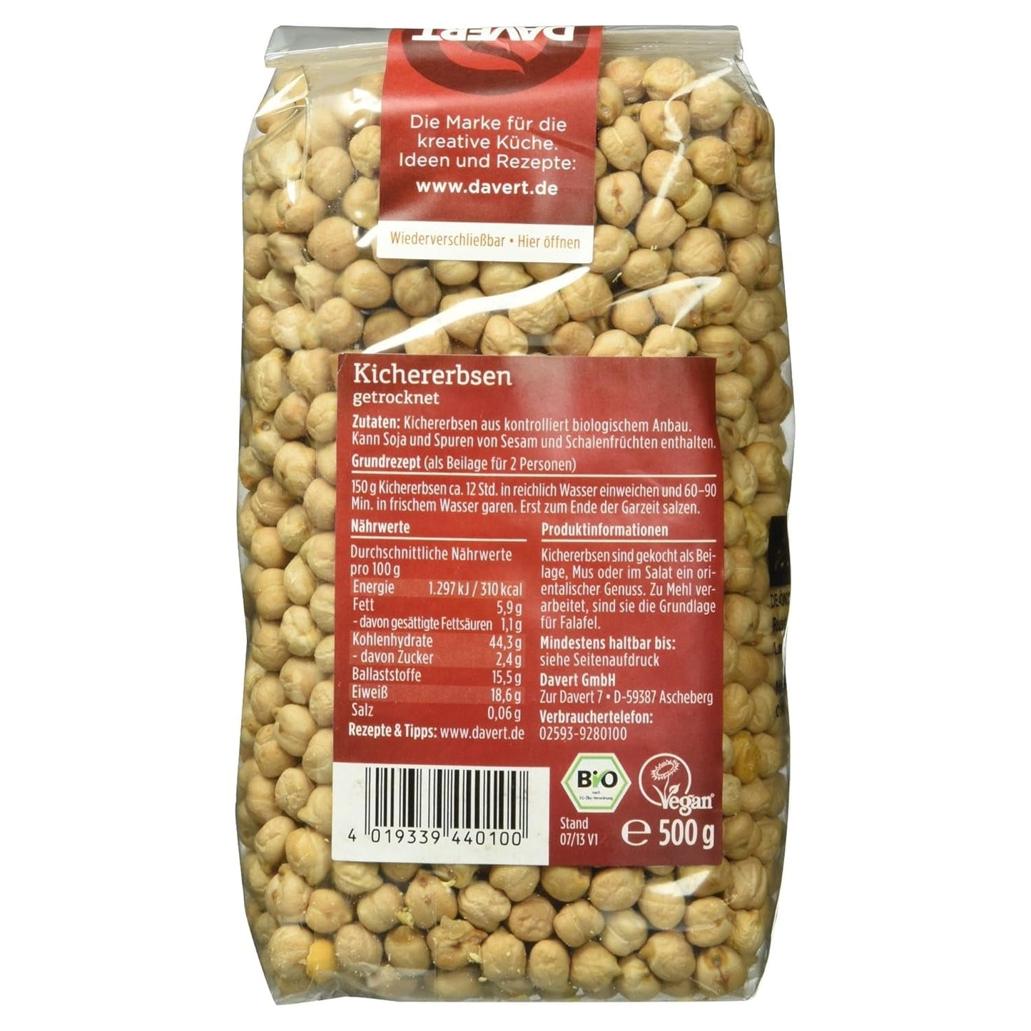 Năut Davert Bio, 500 g