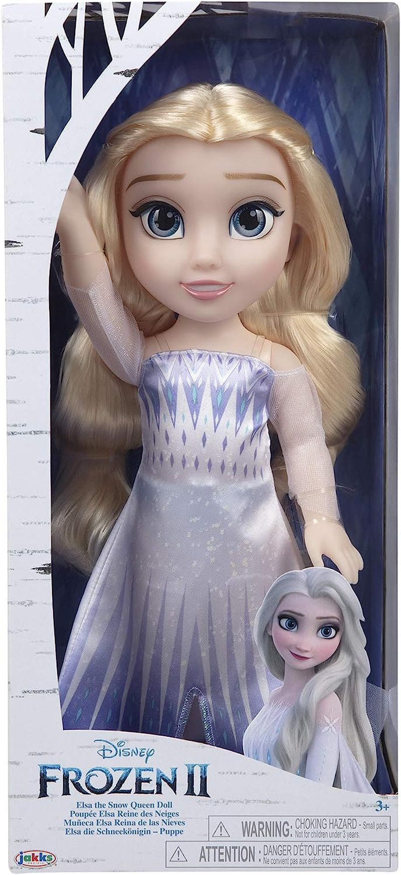 Păpușa Elsa, Regina Zăpezii, Disney Frozen 2 – 35 cm înălțime, păpușă poziționabilă, într-o rochie la modă emblematică și cu păr lung și despletit pentru distracție suplimentară, pentru fete de la 3 ani în sus, 214894